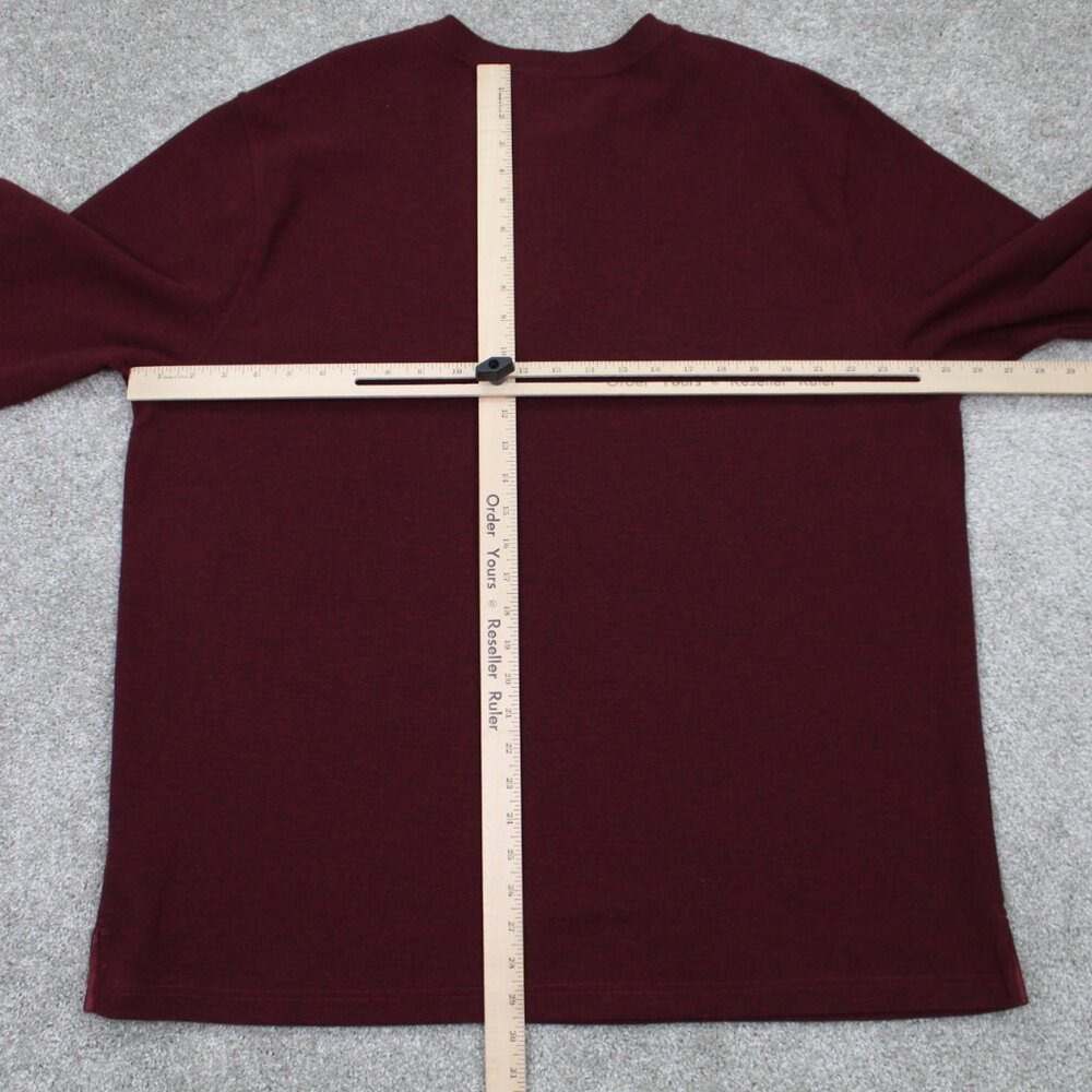 L.L. Bean Henley Shirt Mens XL Red Unshrinkable Mini Waffle Long Sleeve Pullover - Picture 9 of 12